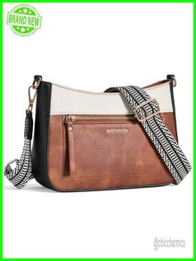 Vegan Leather Crossbody Bag Quilted Shoulder Handbag Zipper Pocket Medium